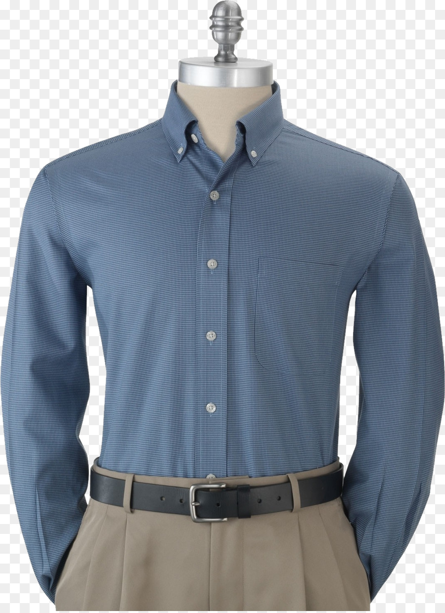 Camisa Azul，Abotonarse PNG