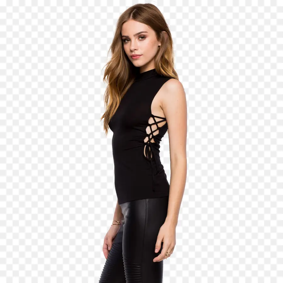 Mujer En Top Negro，Moda PNG