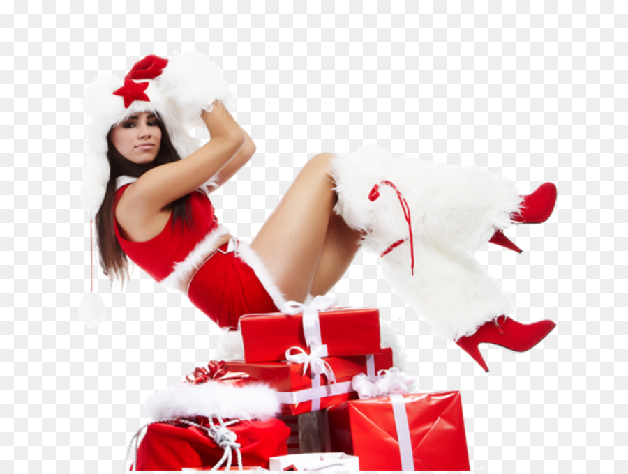 Mujer En Traje De Santa，Regalos PNG