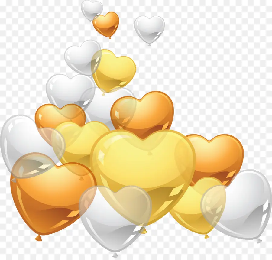 Globos De Corazon，Oro PNG