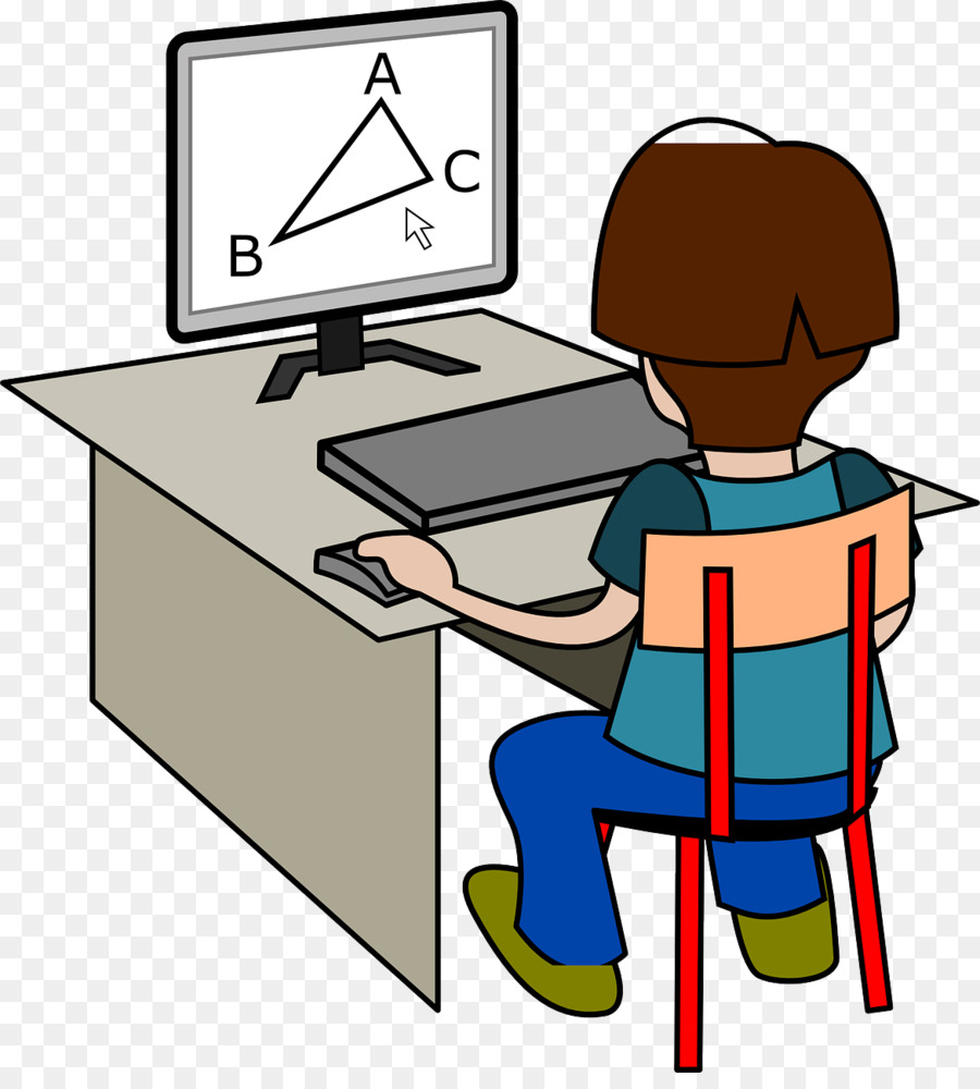 Estudiante En Computadora，Aprendiendo PNG