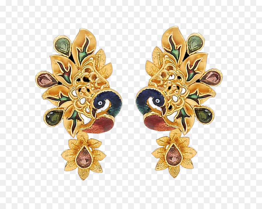 Pendientes Dorados，Diseño De Pavo Real PNG