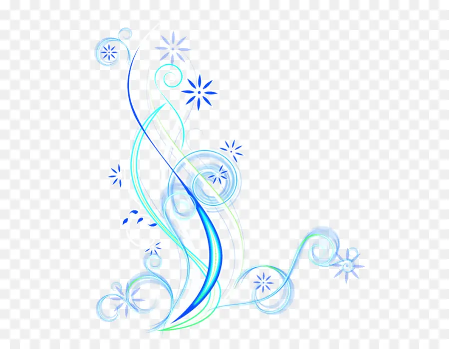 Diseño Floral，Azul PNG