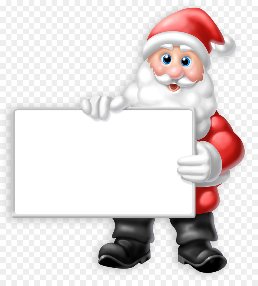 Papá Noel Con Cartel En Blanco，Navidad PNG