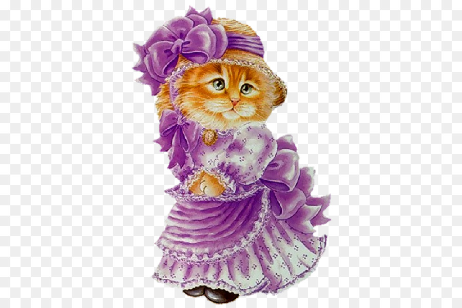 Gato Con Vestido Morado，Lindo PNG