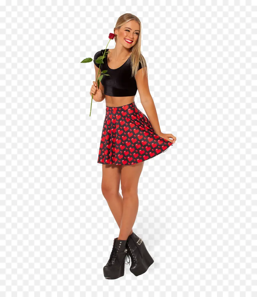 Mujer Con Rosa，Falda PNG