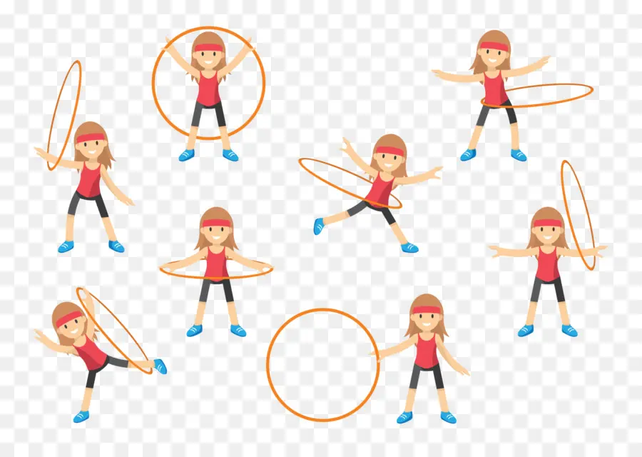 Chica De Dibujos Animados Con Hula Hoop，Ejercicio PNG