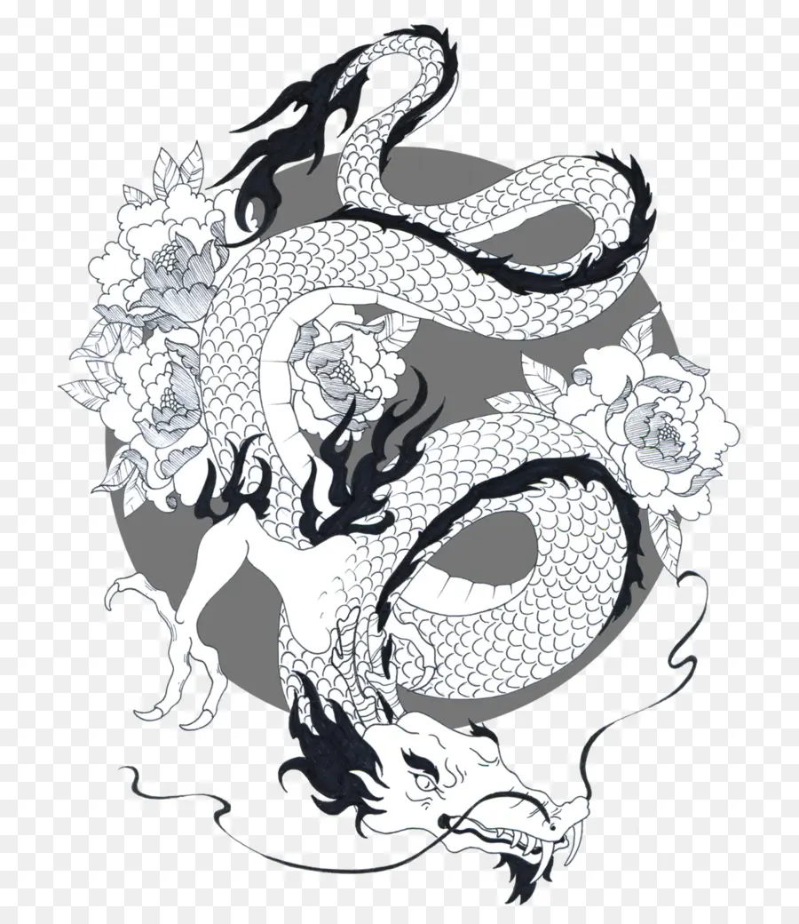 Dibujo，Japonés Dragon PNG