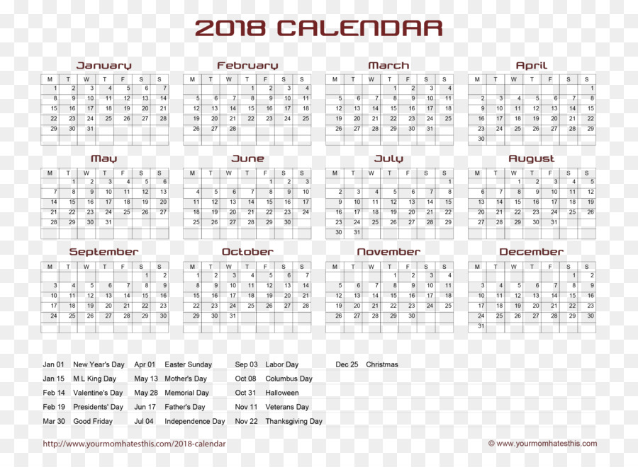 Calendario，2018 PNG