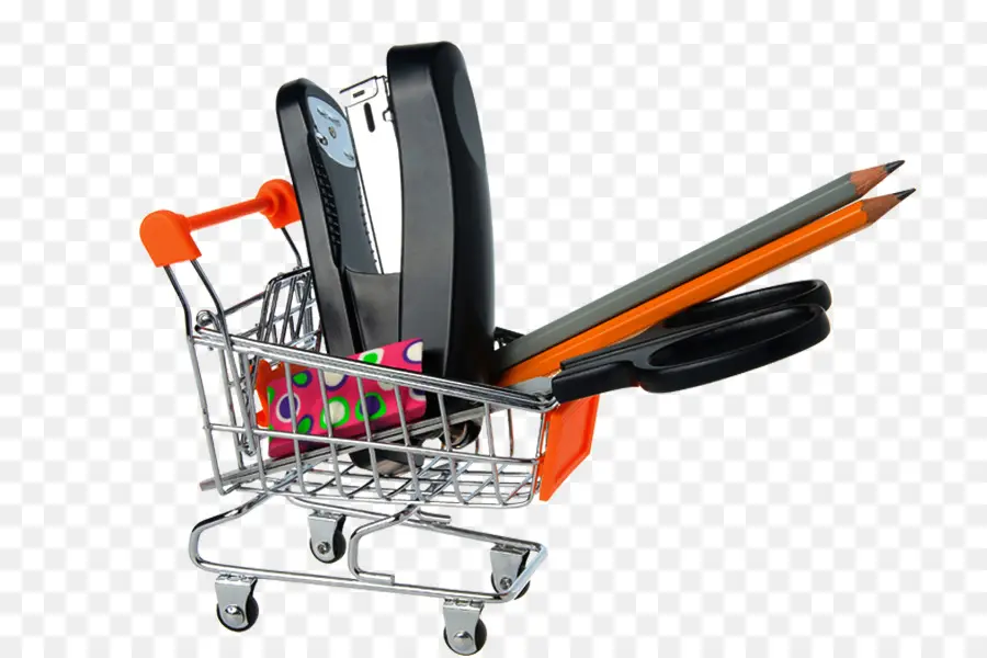 Carro De Compras Con Papelería，Suministros PNG