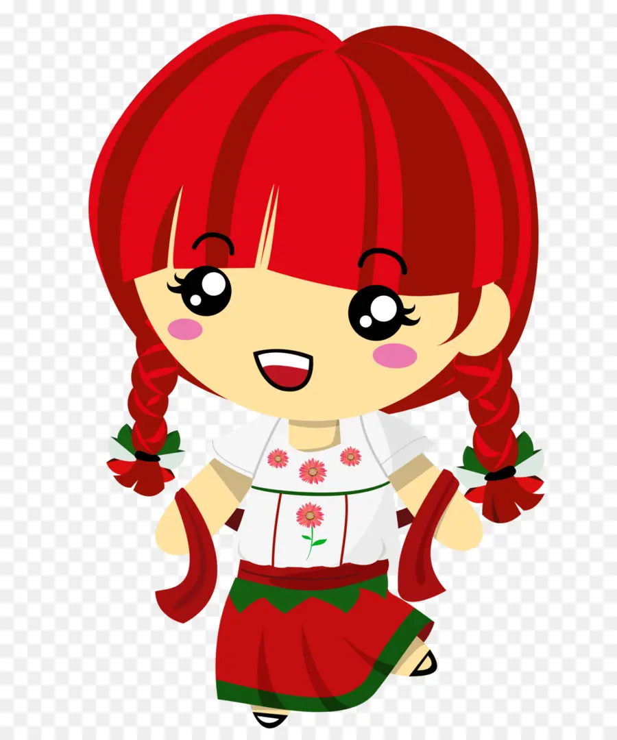 Niña De Dibujos Animados，Pelo Rojo PNG