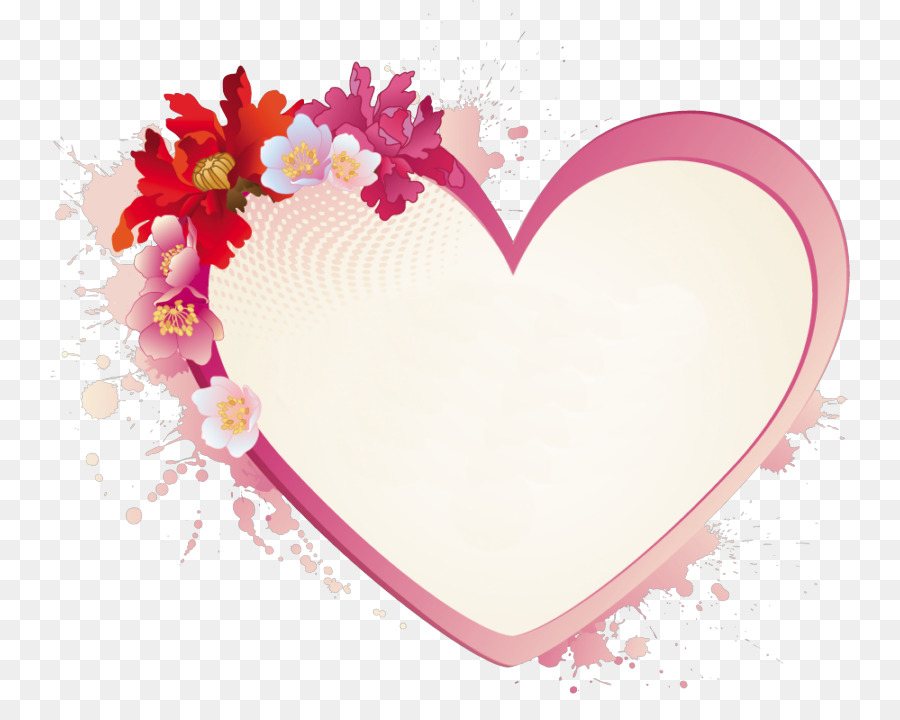 Corazón Rosa Con Flores，Rosa PNG