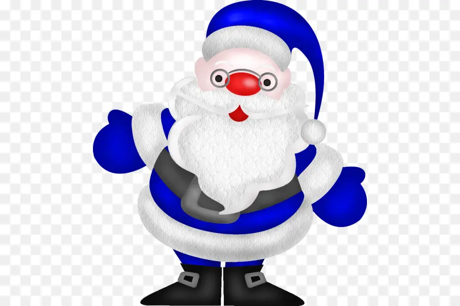 Papá Noel，Azul PNG