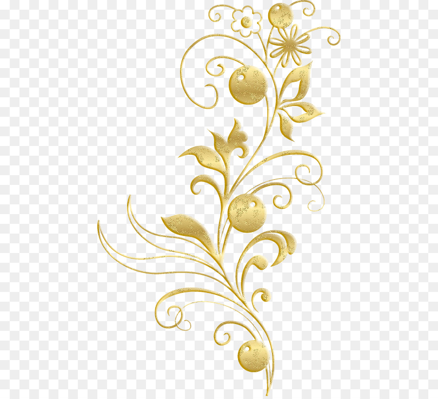 Diseño Floral Dorado，Flores PNG