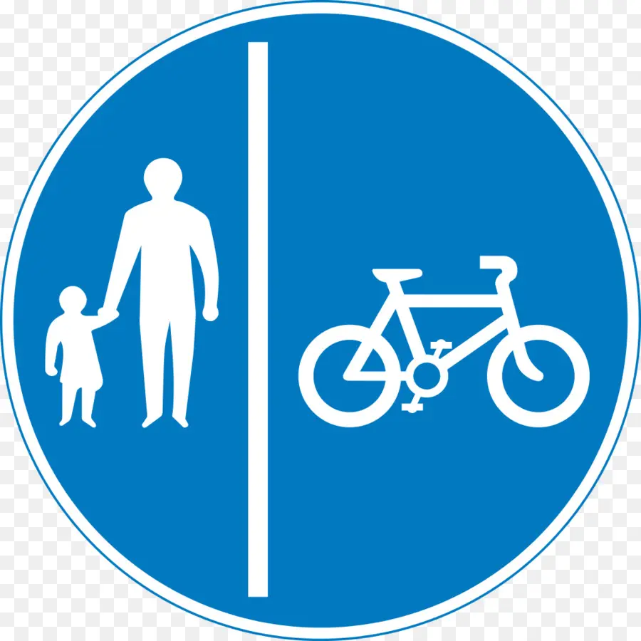 Señal De Peatones Y Bicicletas，Azul PNG