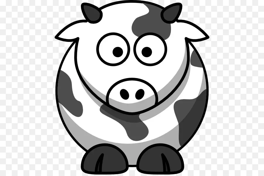 Vaca De Dibujos Animados，En Blanco Y Negro PNG