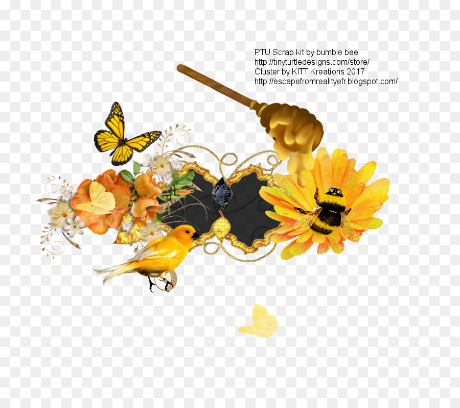 Abeja Y Flores，Miel PNG