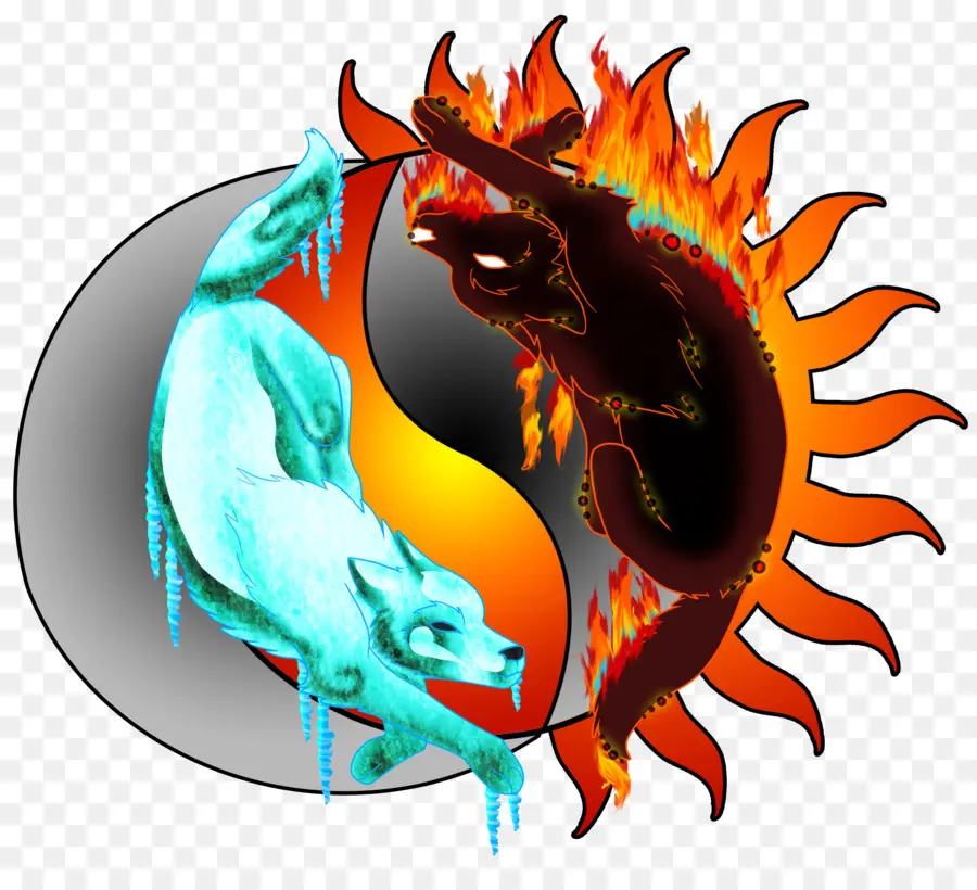 Lobos Yin Y Yang，Fuego PNG