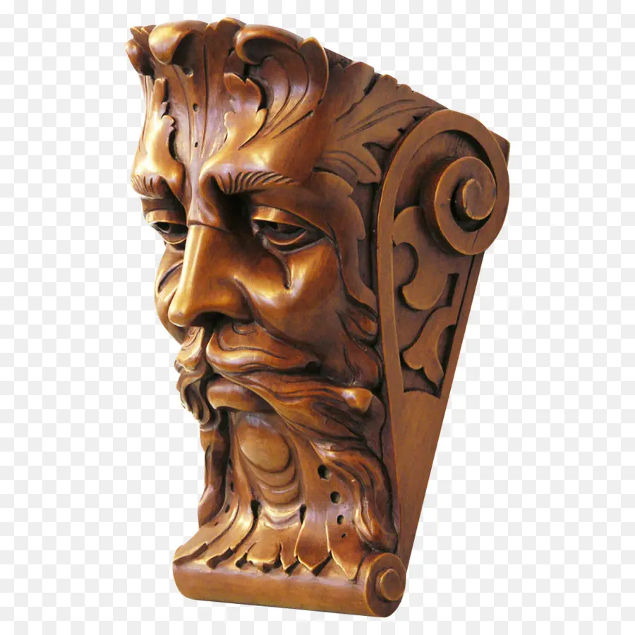 Escultura De Cara De Madera，Madera PNG