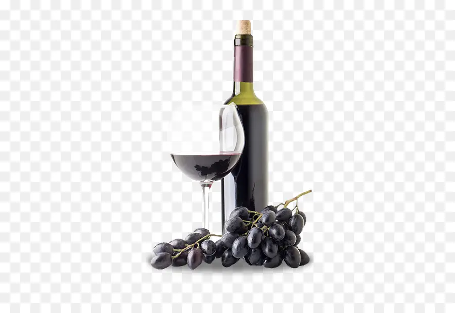 Botella De Vino Y Copa，Uvas PNG