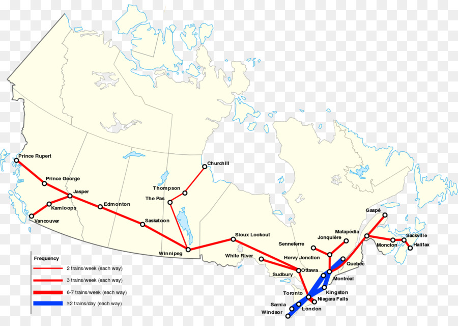 Mapa Ferroviario De Canadá，Rutas De Tren PNG