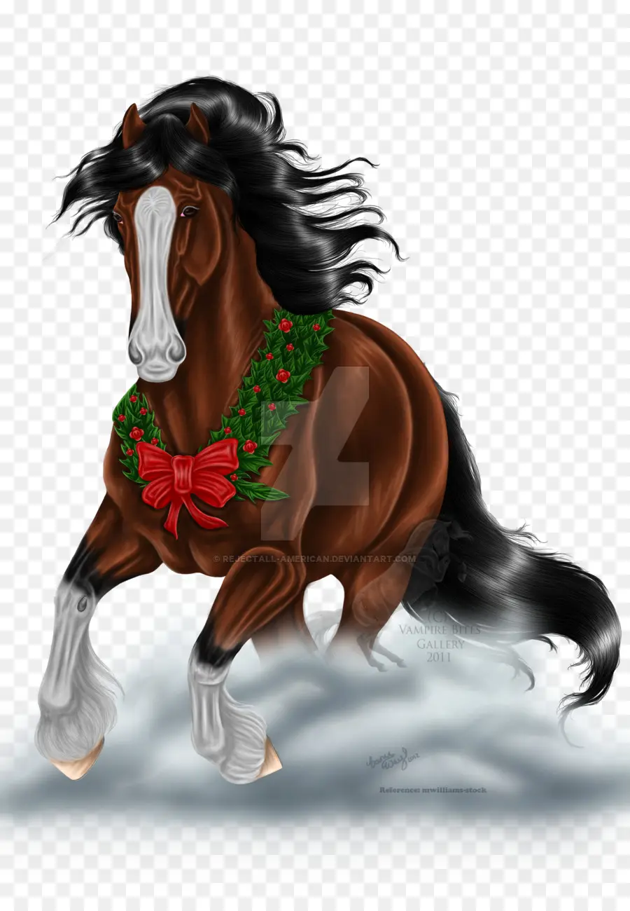 Caballo Marrón，Corona De Navidad PNG