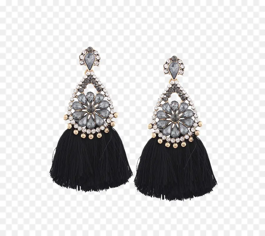 Pendientes De Borla Negros，Moda PNG