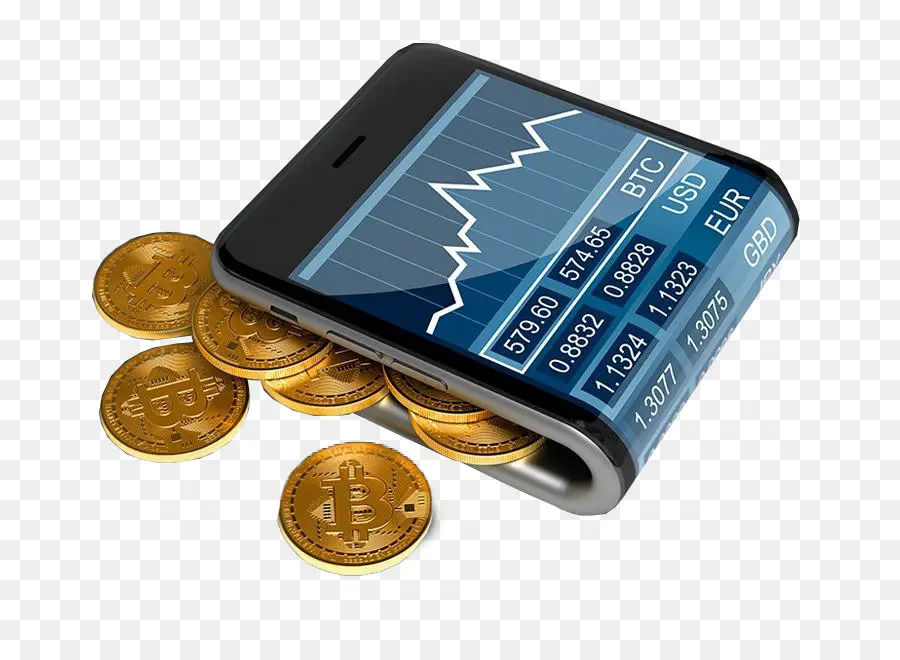 Smartphone Con Monedas，Criptomoneda PNG