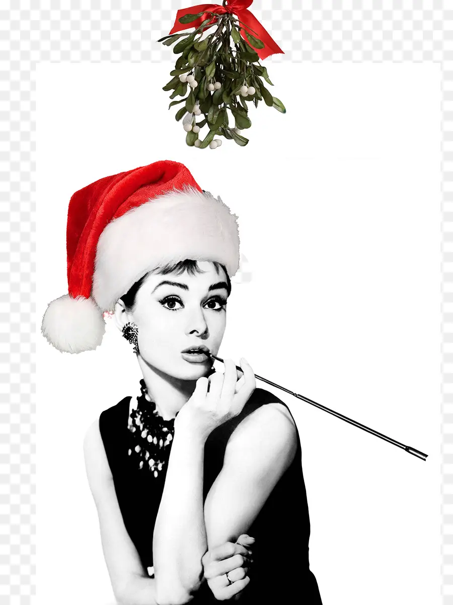 Mujer Con Gorro De Papá Noel，Navidad PNG