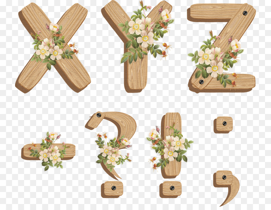 Letras De Madera，Flores PNG