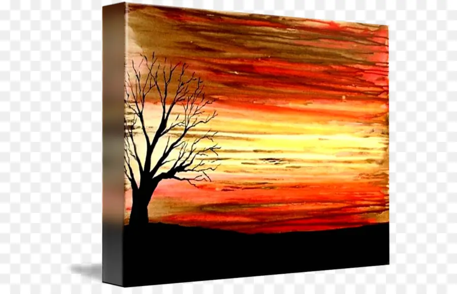 Pintura Al Atardecer，Árbol PNG