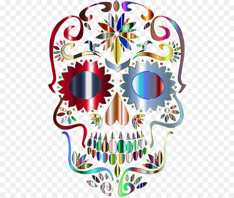 Calavera Colorida，Flores PNG