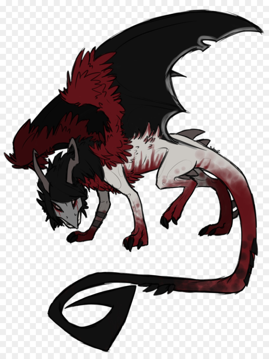 Dragón Negro，Acentos Rojos PNG