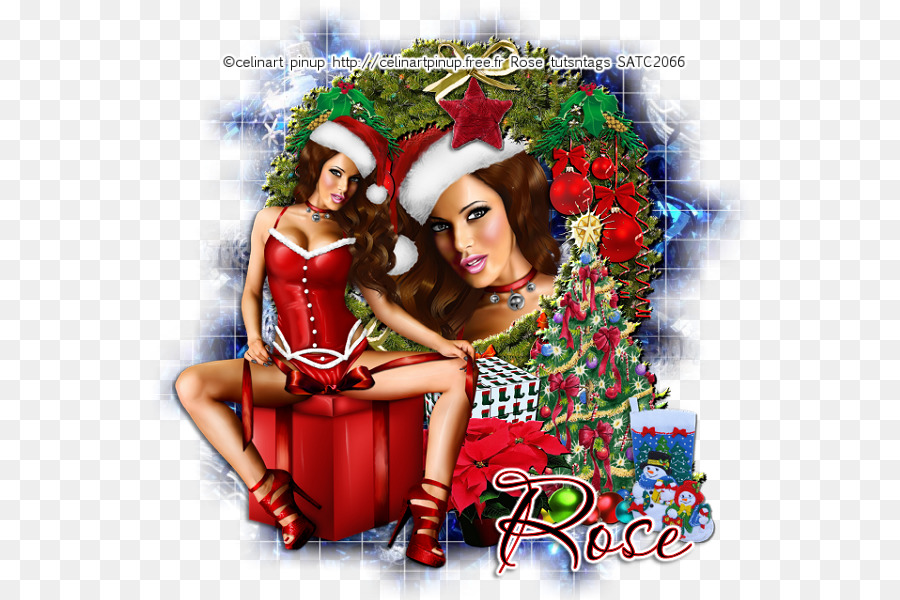 Chica Pin Up Navideña，Gorro De Papá Noel PNG