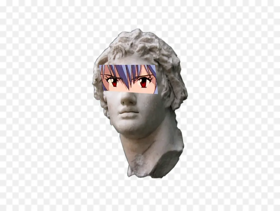 Busto Con Ojos De Anime，Escultura PNG