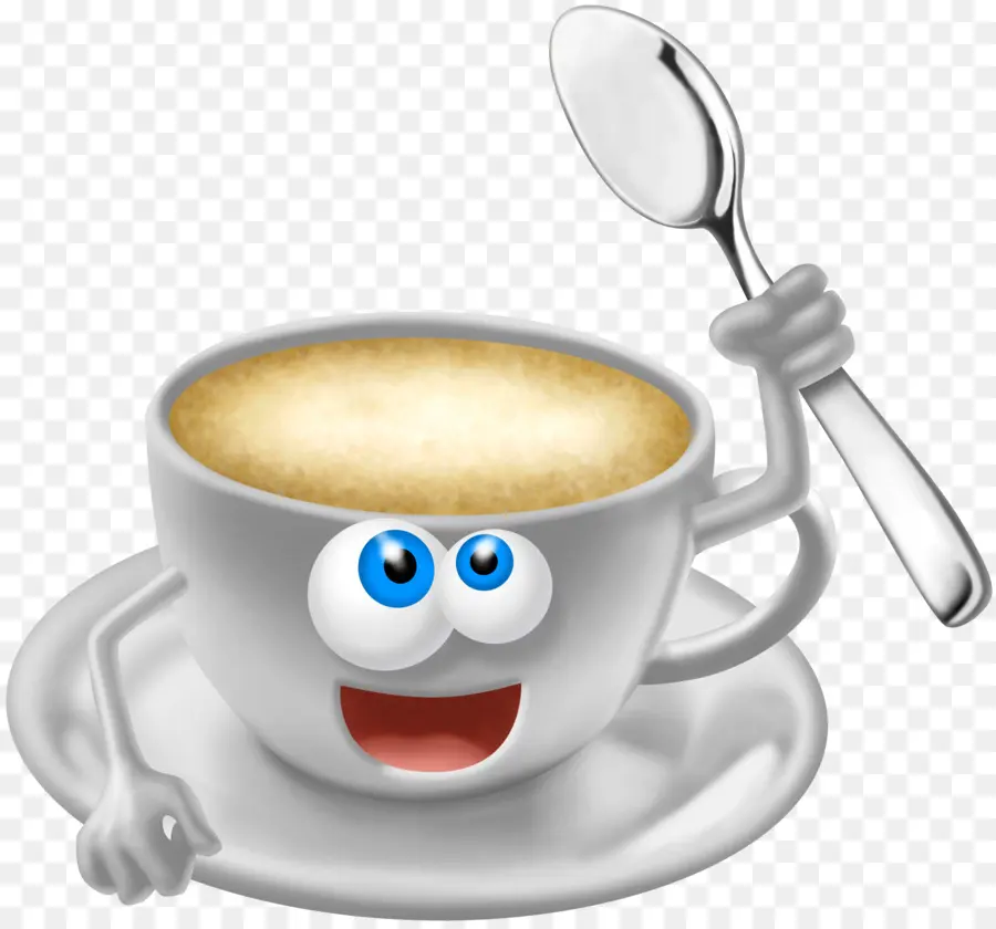 Taza De Café Feliz，Cuchara PNG