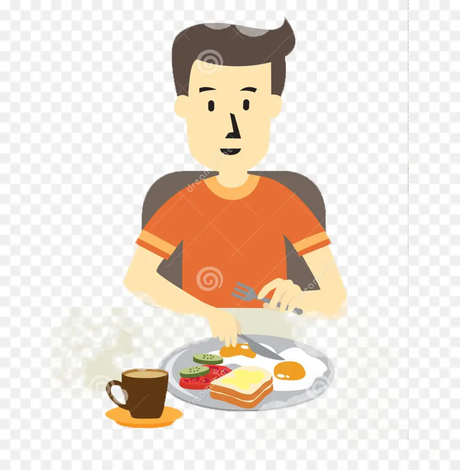 Hombre Desayunando，Alimento PNG