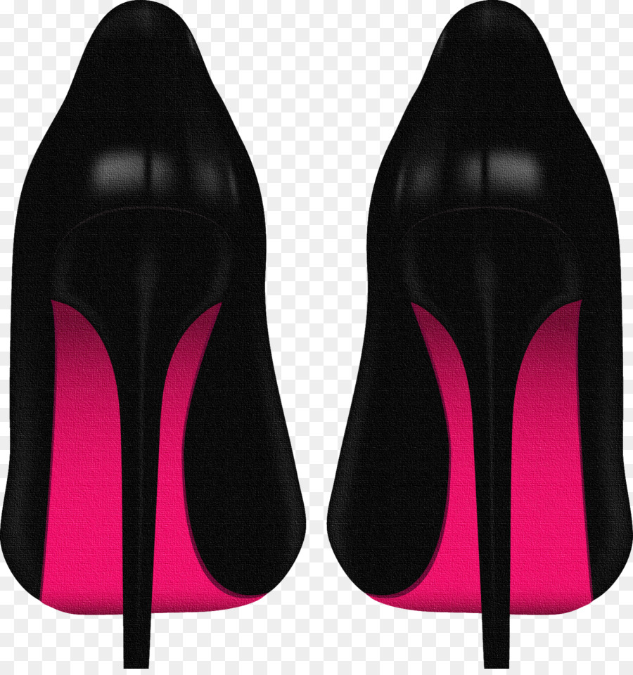 Tacones Altos Negros，Suelas Rosadas PNG