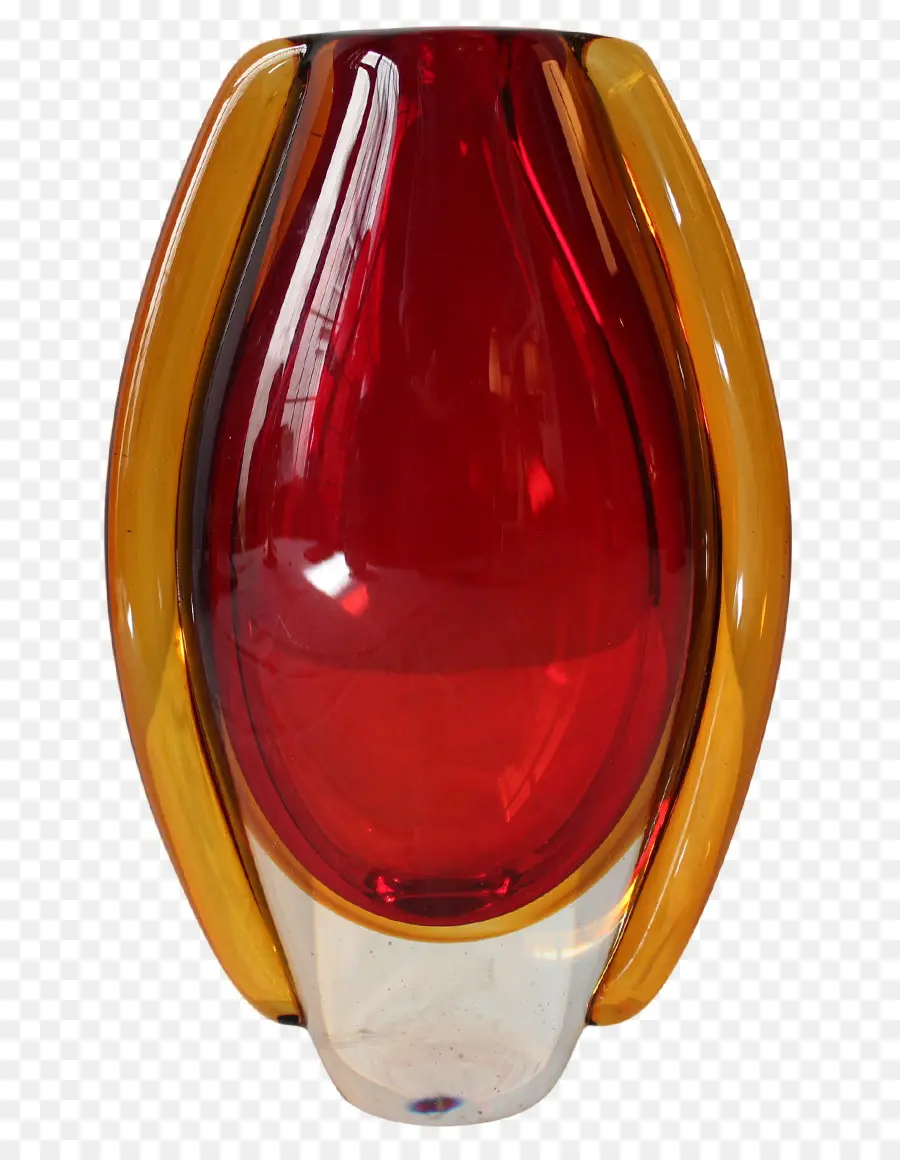 Jarrón De Cristal Rojo Y Amarillo，Decorativo PNG