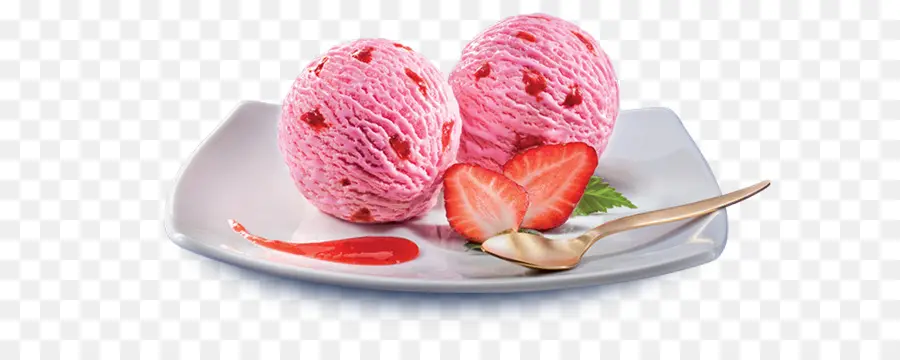 Helado De Fresa，Postre PNG