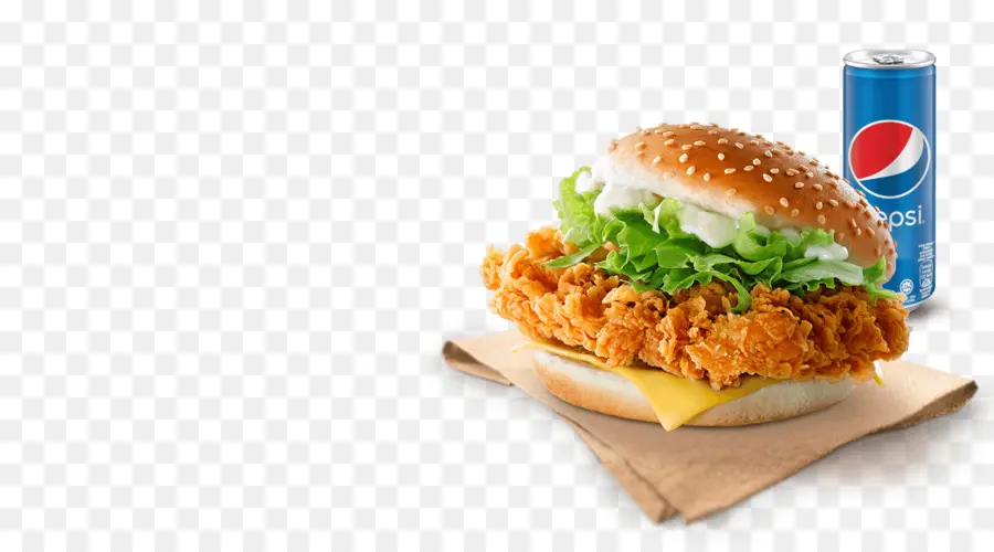 Hamburguesa De Pollo，Lata De Pepsi PNG