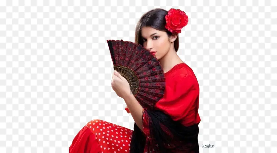 Mujer Con Abanico，Admirador PNG