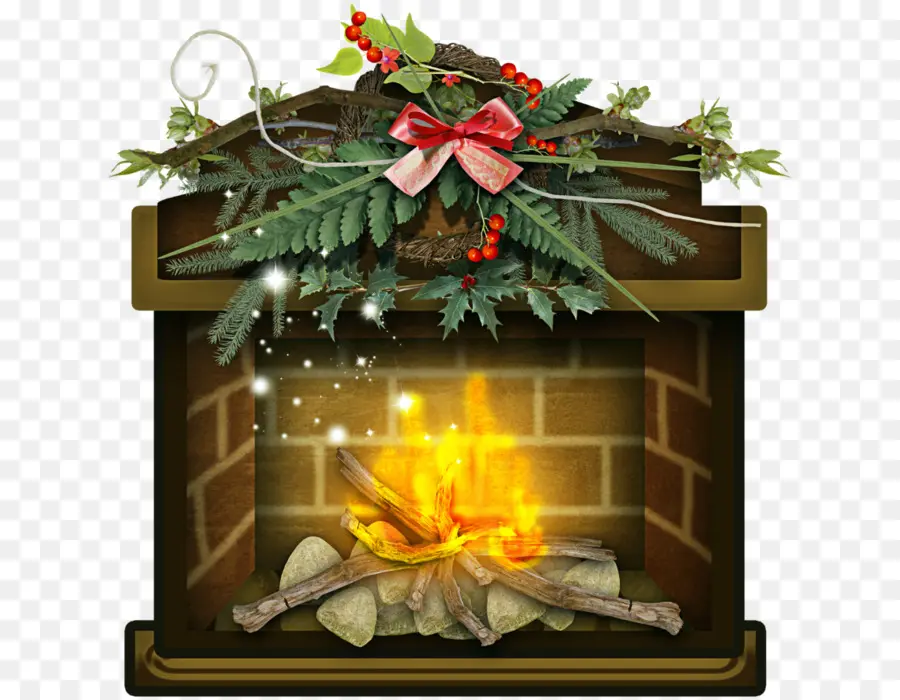 Chimenea Decorada，Navidad PNG