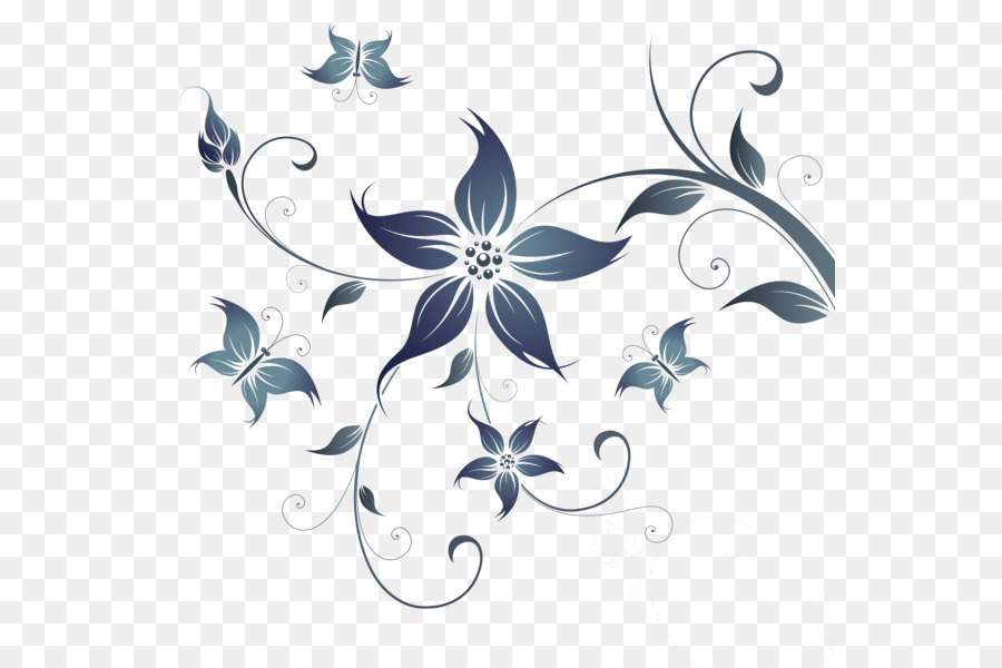 Diseño Floral Azul，Flor PNG