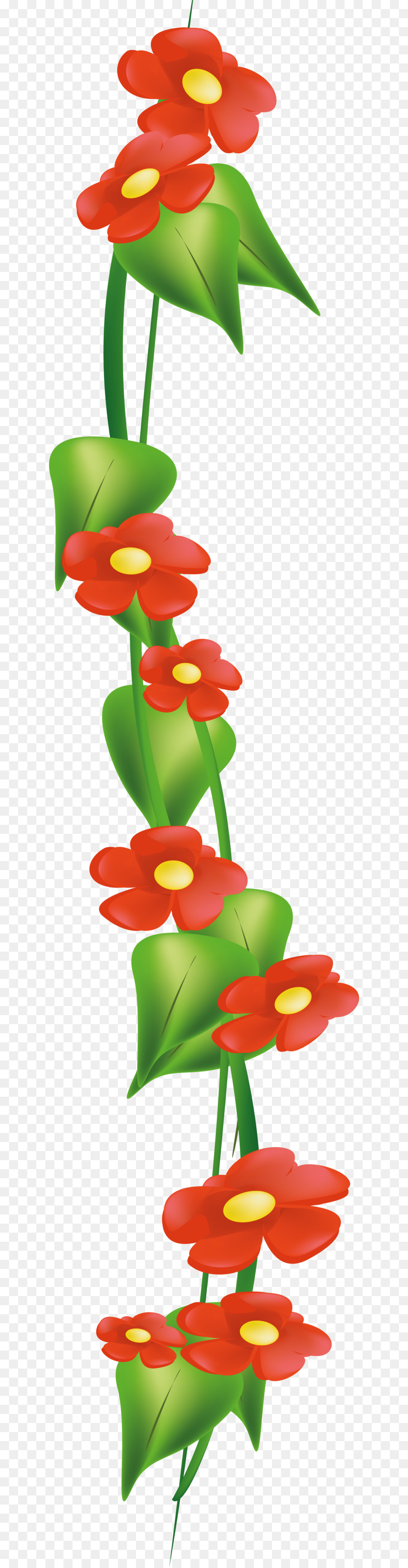 Flores Rojas，Hojas Verdes PNG