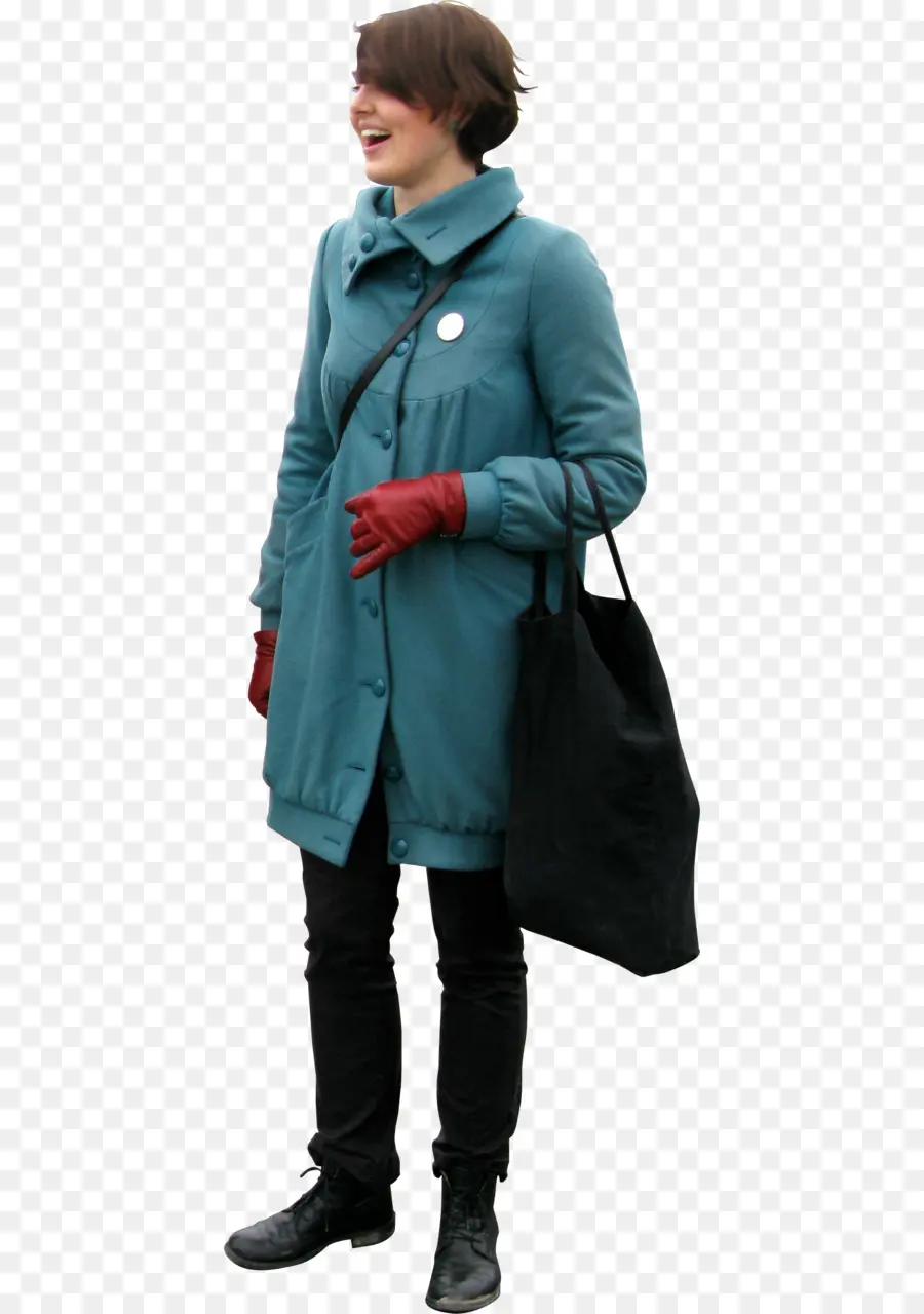 Mujer En Abrigo Azul，Abrigo PNG