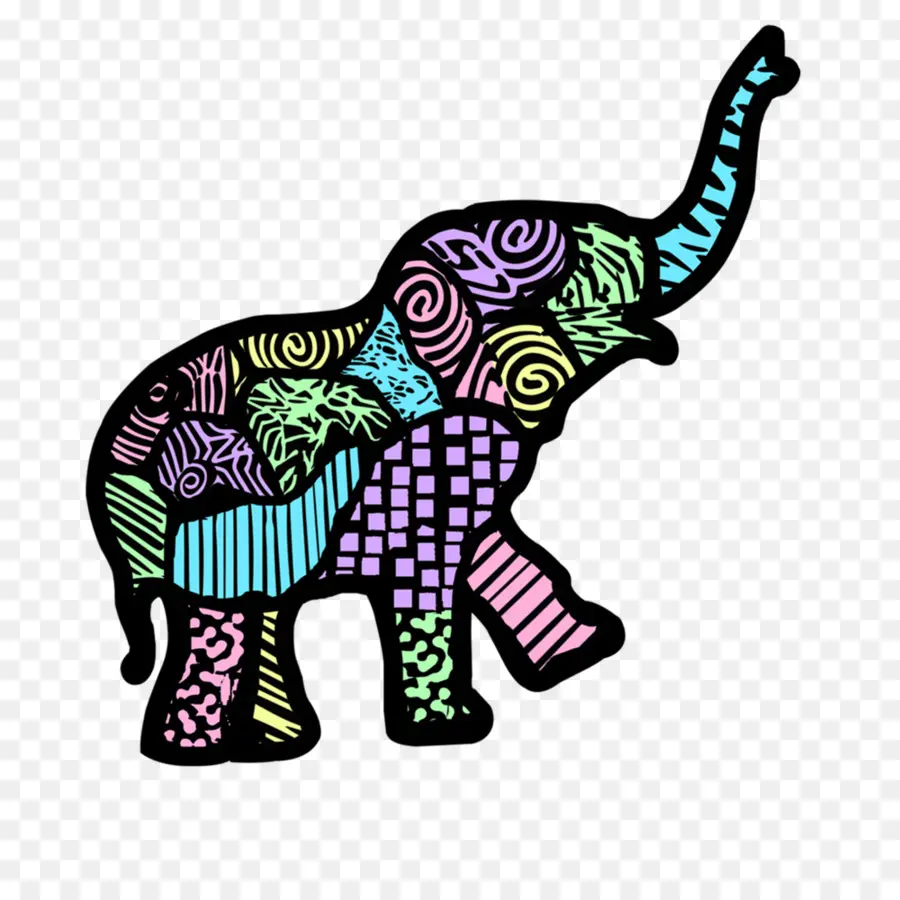 Elefante Colorido，Patrón PNG