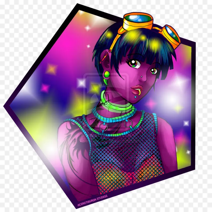 Chica Ciberpunk，Neón PNG