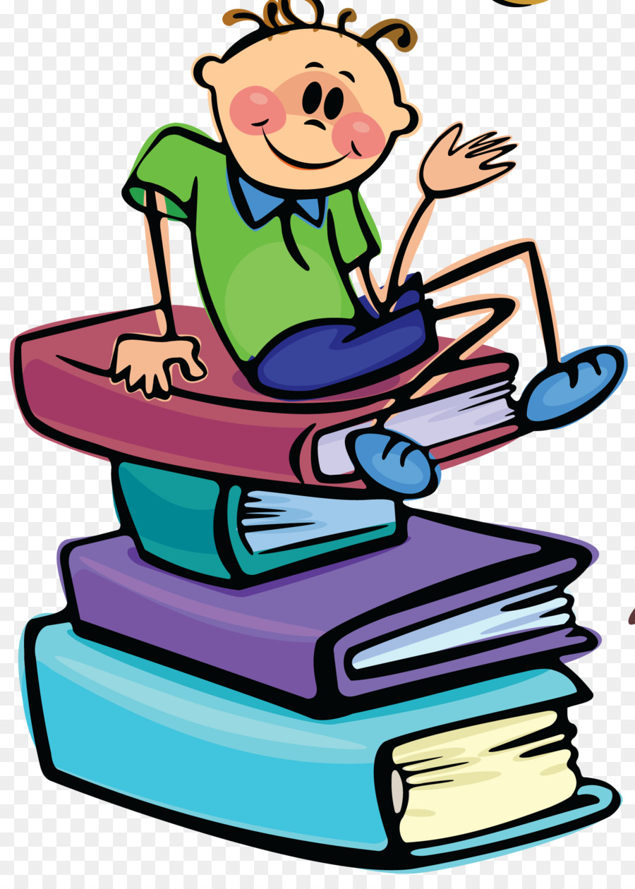 Niño Con Libros，Dibujos Animados PNG