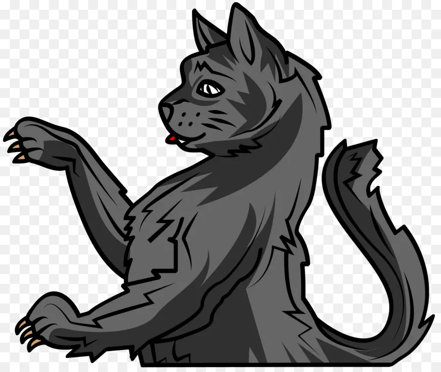 Gato Negro De Pie，Felino PNG